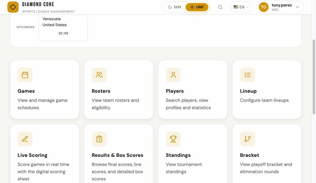 Home page section cards