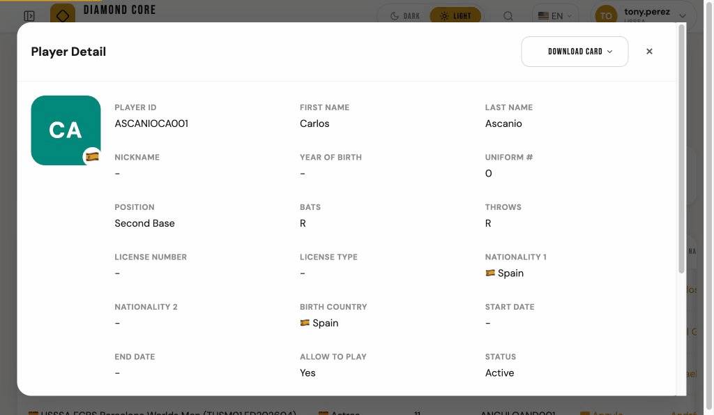 Roster Eligibility page showing tournament roster entries